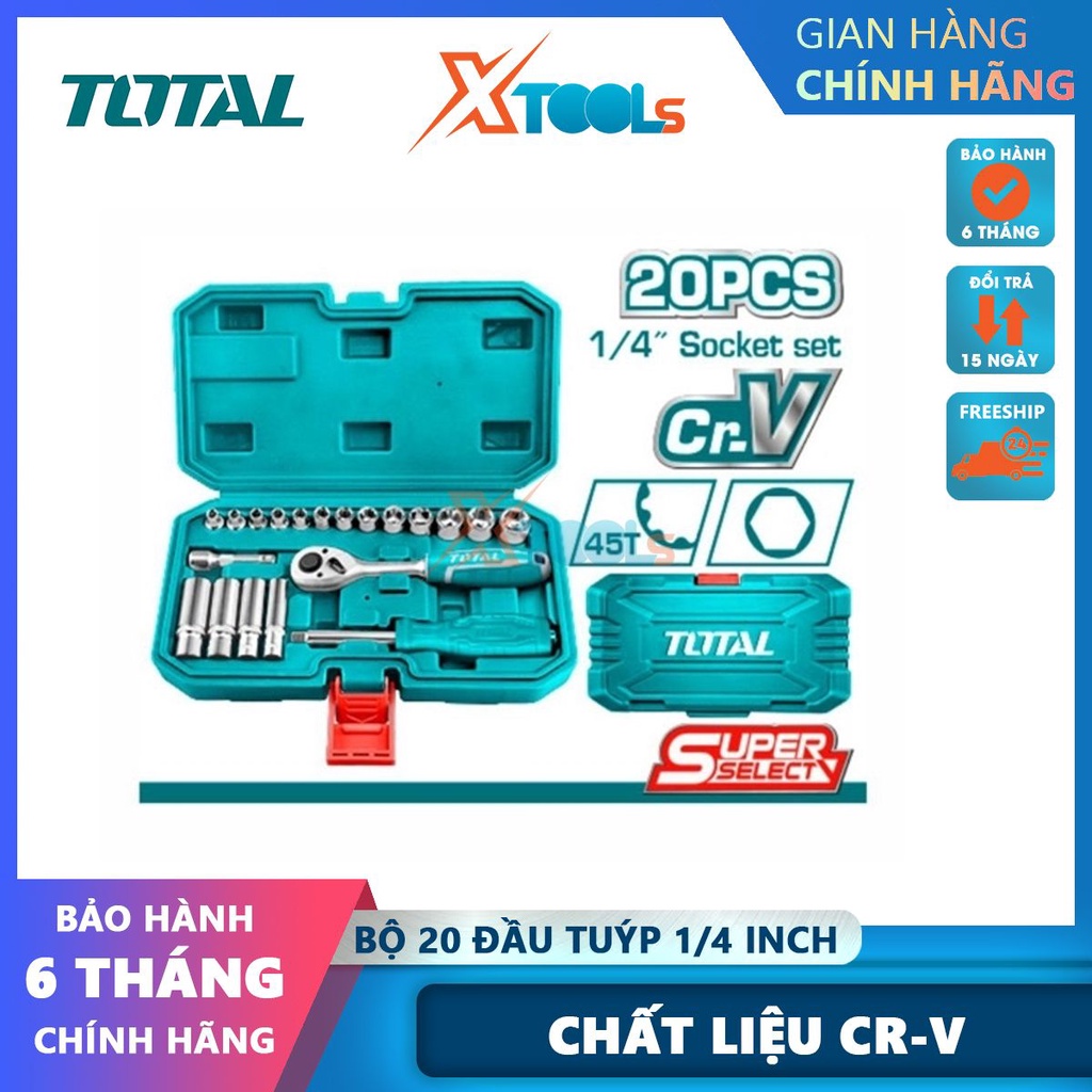 Total THT 20piece socket set141201, 1/4'' tube set used to open bolts