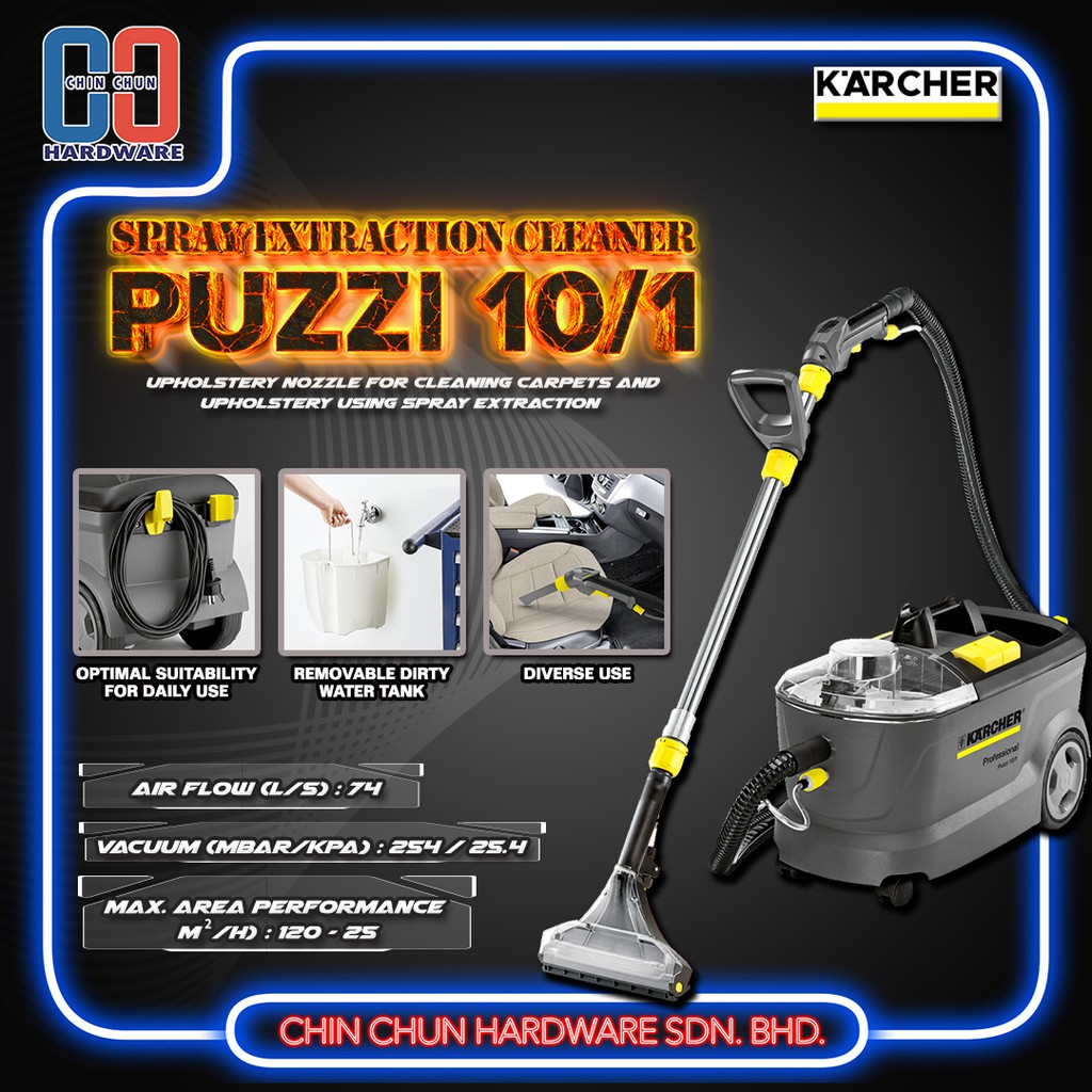 KARCHER PUZZI 10/1 SPRAY EXTRACTION CARPET CLEANER UPHOLSTERY CLEANERFURNITURE VACUUMCAR