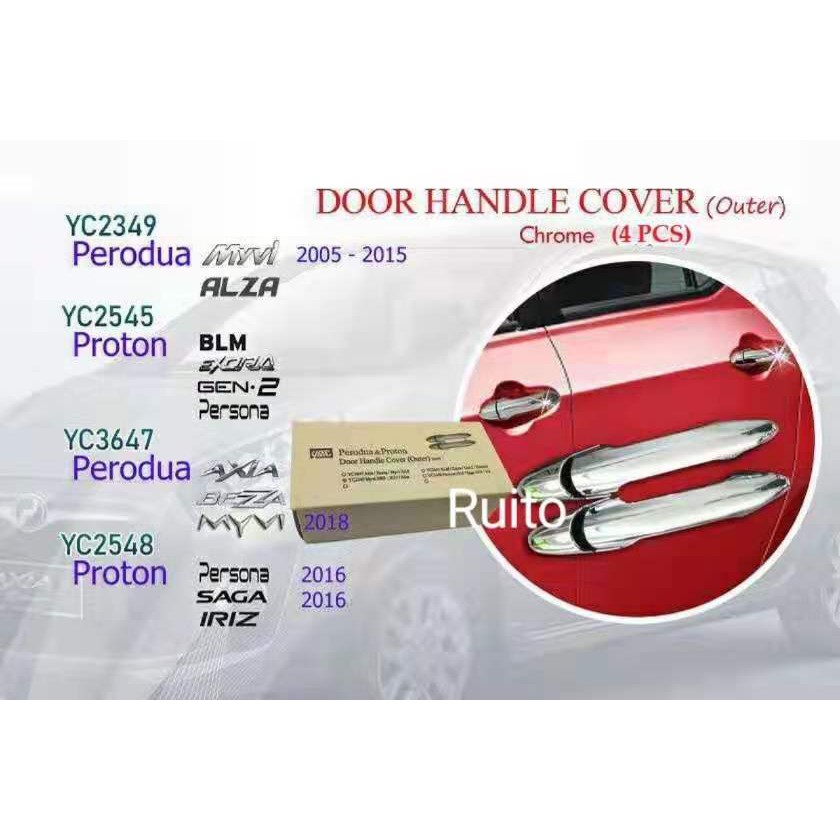 PERODUA & PROTON DOOR HANDLE CHROME COVER FOR OUTER ( 4PCS) Shopee