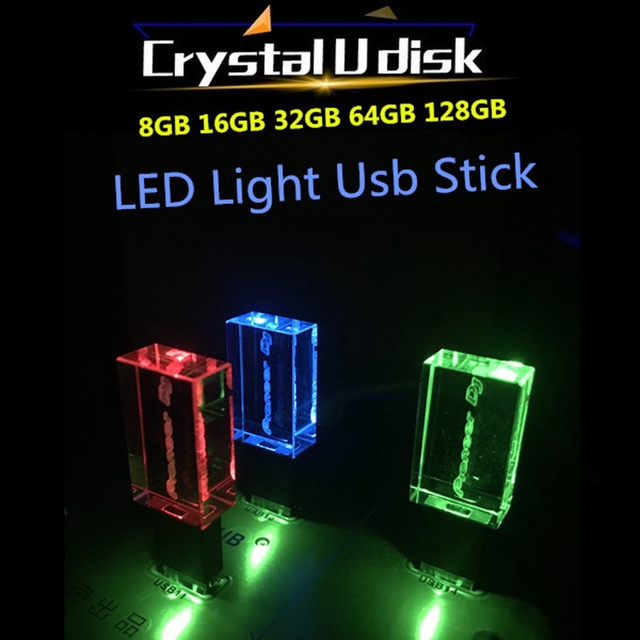 USB Flash Drive 128GB 8GB 16GB 32GB 64GB 256G Pioneer Dj Premium Led Light Crystal USB 2.0