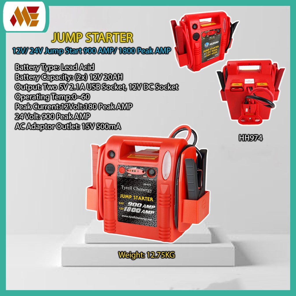 Dual 12V/24V Mode Strong Jump Start 900/1800 Amp Truck/ RV / Vehicle