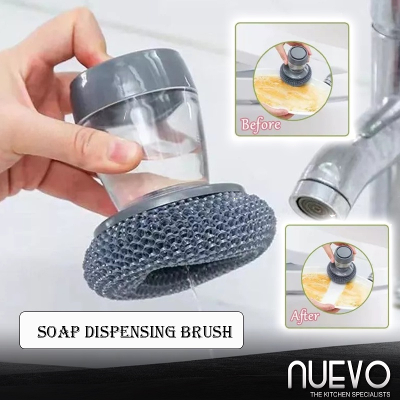 Kitchen Soap Dispensing Palm Brush Easy Use Scrubber Wash Clean Tool