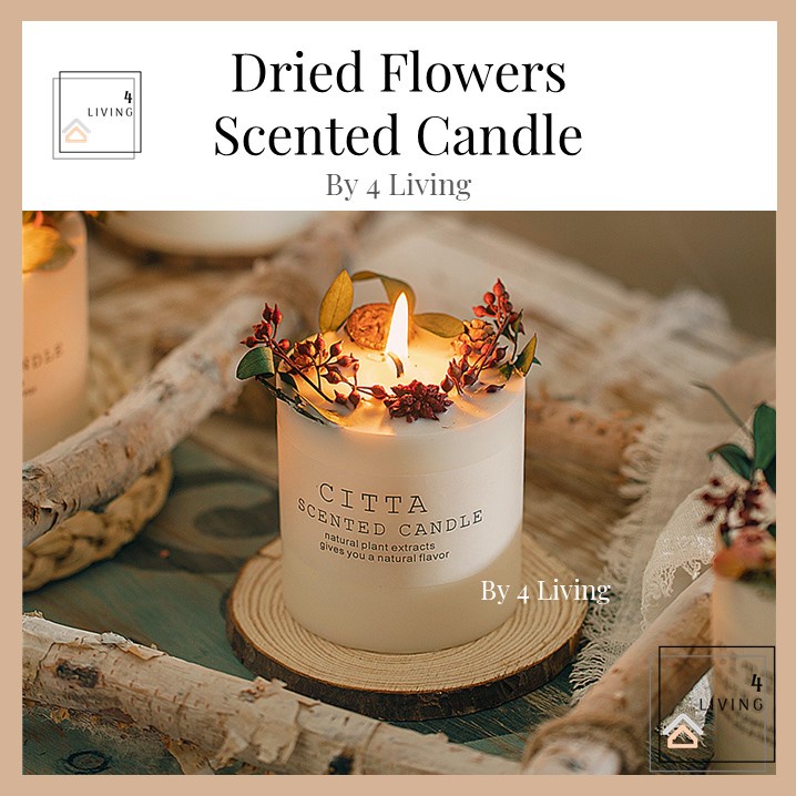 4 Living Dried Flower Scented Candle Aromatherapy Candle Lilin Wangi