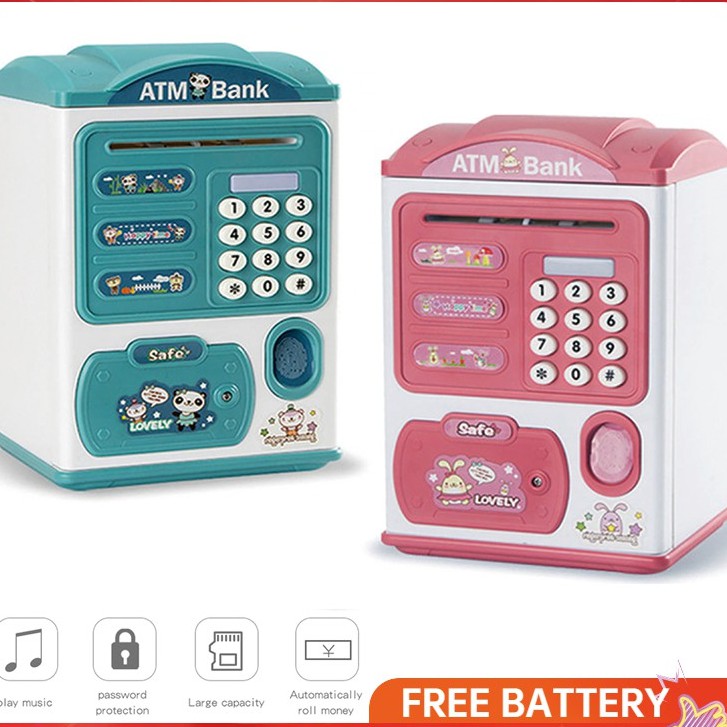 Tabung Duit Kertas Digital Kids ATM Bank Password Saving Box Tabung Atm