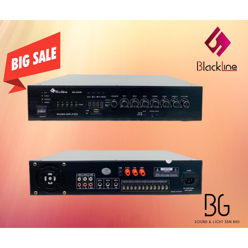 Blackline A5240e 240W Public Address PA System Mixing Amplifier With 3
