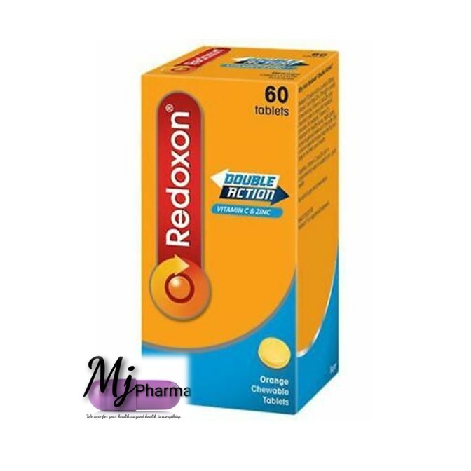Redoxon Double Action Vitamin C(Ascorbic Acid) & Zinc Chewable Tablets Orange Flavor 60s