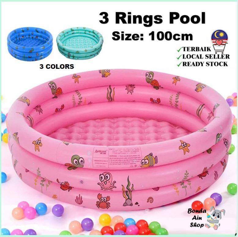 Inflatable Round Swimming Pool 3 Rings Children Swim Kolam Renang Kanak