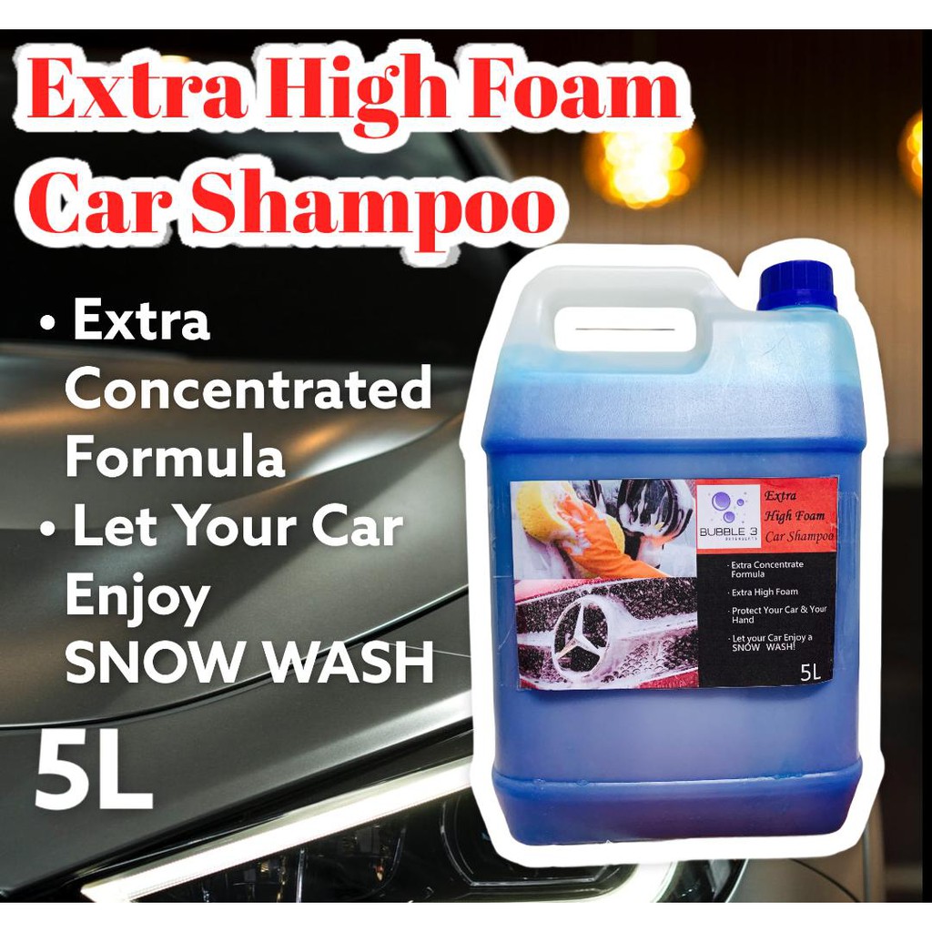BUBBLE 3 Extra High Foam Car Shampoo 5L / Car Wash / Snow Wash / Direct From Factory Shopee