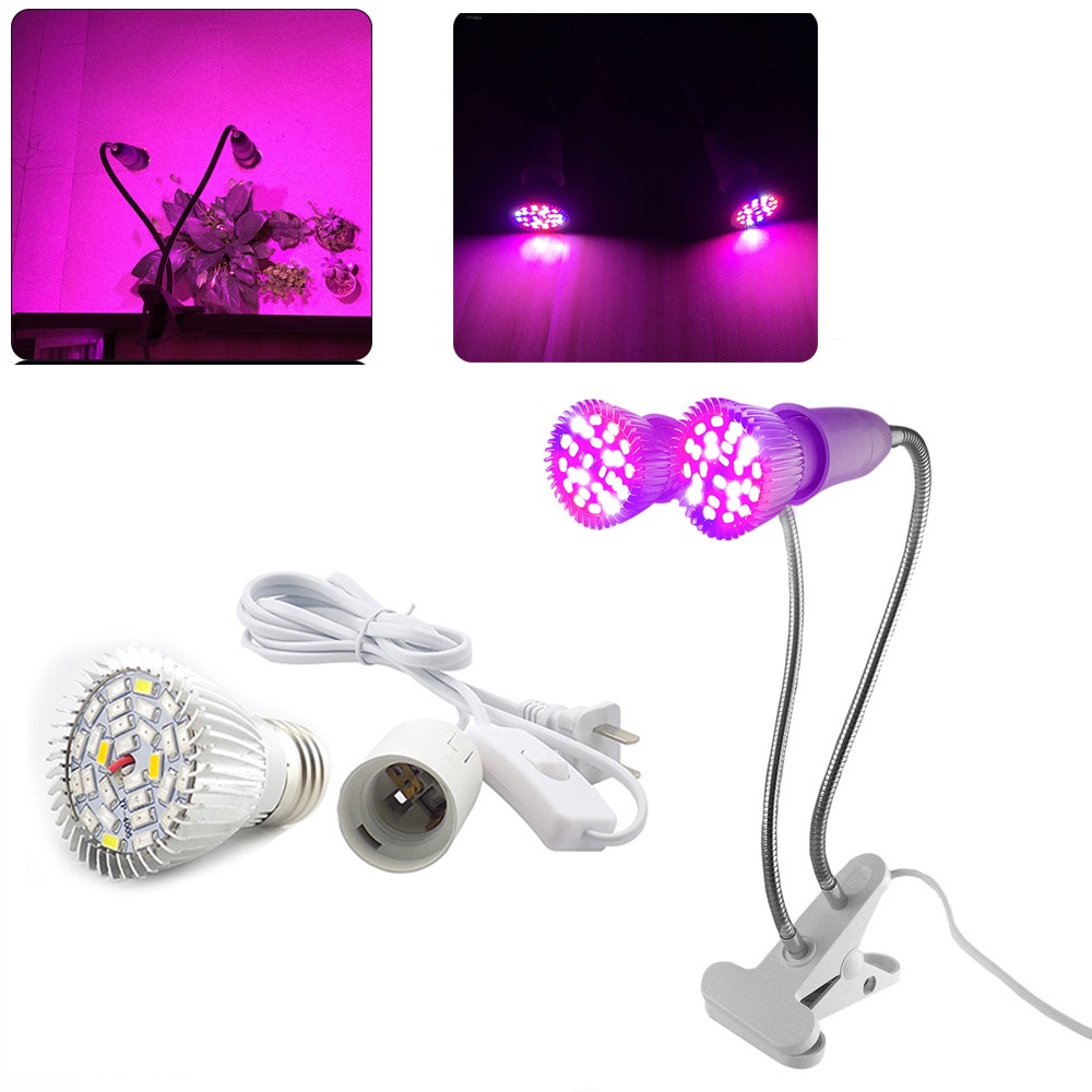 28 LED Grow Light Full Spectrum Plant Flower UV IR Lamp Bulbs Clip Set