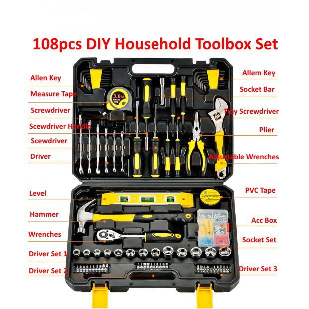 Household Hardware Hand Tools Combination Repairing Kit Tool Box Pliers