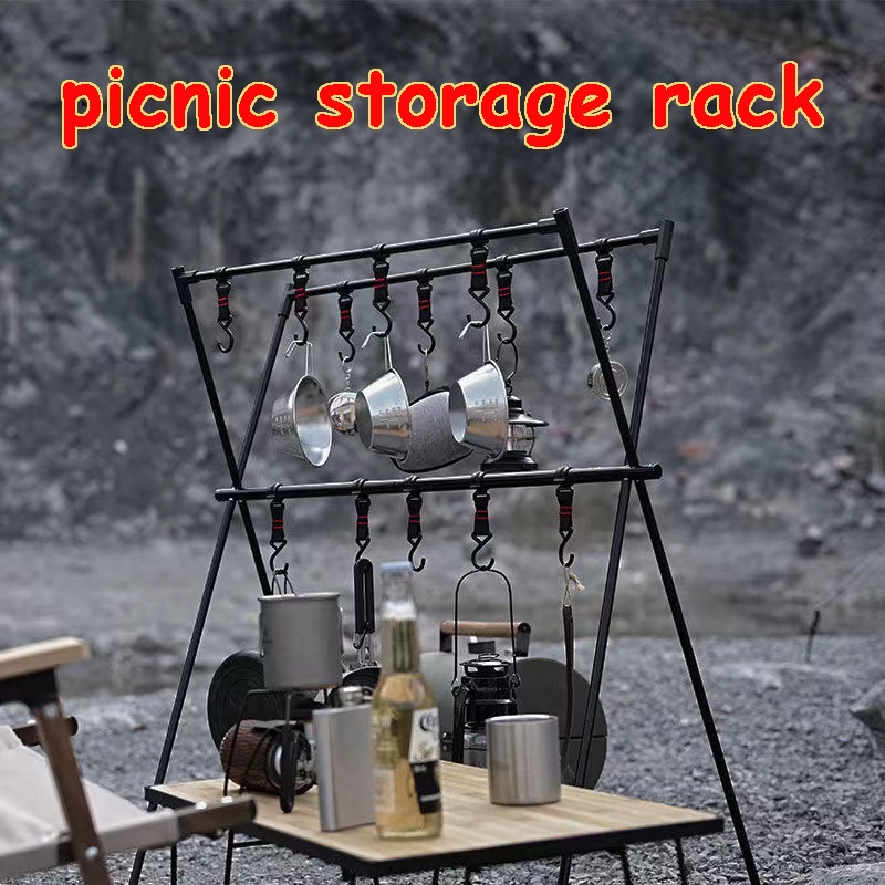 Camping Rack Folding Camping Outdoor Cookware Shelf Camping Organizer