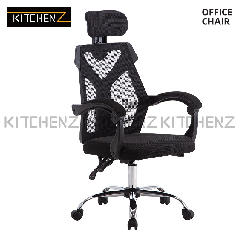 KitchenZ High Back Mesh Office Chair with Ergonomic Design & Chrome Leg