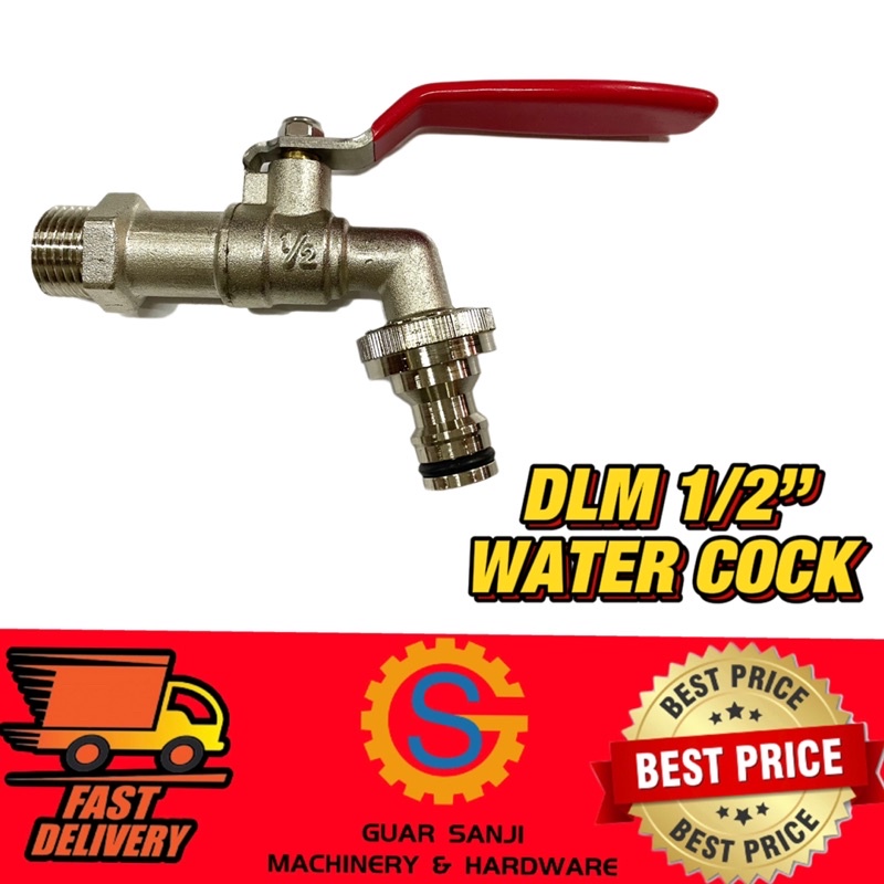 DLM DOUBLE LIN 1/2” 15MM SUS304 HANDLE CHROME BRASS BODY BIB TAP/WASHING MACHINE TAP/WATER TAP