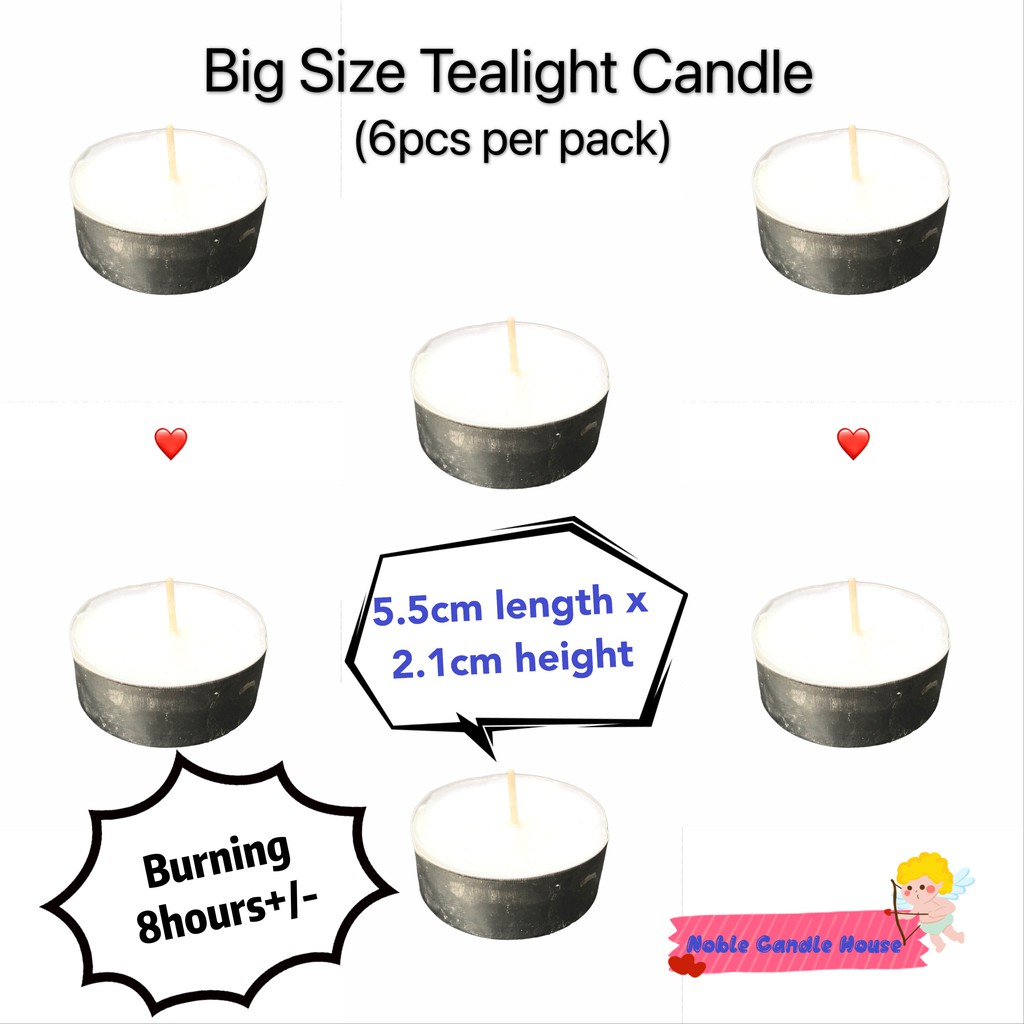 6PCS Big Size Tealight Candle (5.5cm length x 2.1cm height)(burning