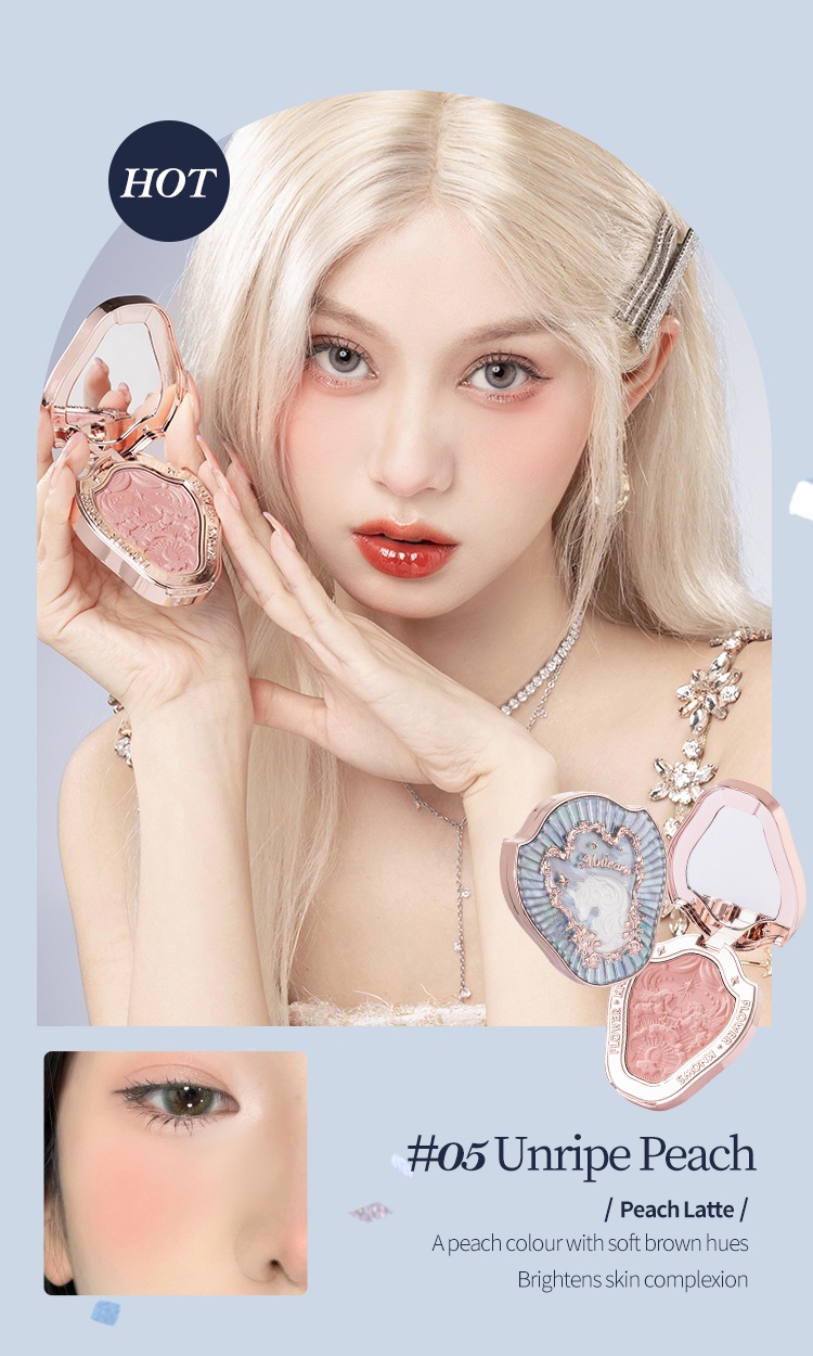 Flower Knows Unicorn Embossed Blush Natural Cheek Blusher Makeup 6