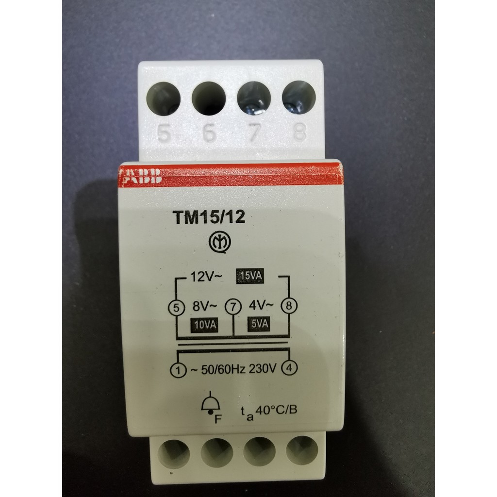 ABB TM15/12 15VA DIN rail mounted modular failsafe bell transformer