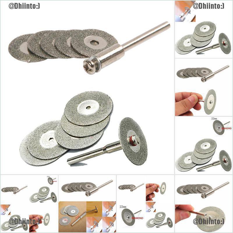 (TDST) Hot 5 Pcs 22Mm Emery Diamond Cutting Blades Drill Bit+1 Mandrel
