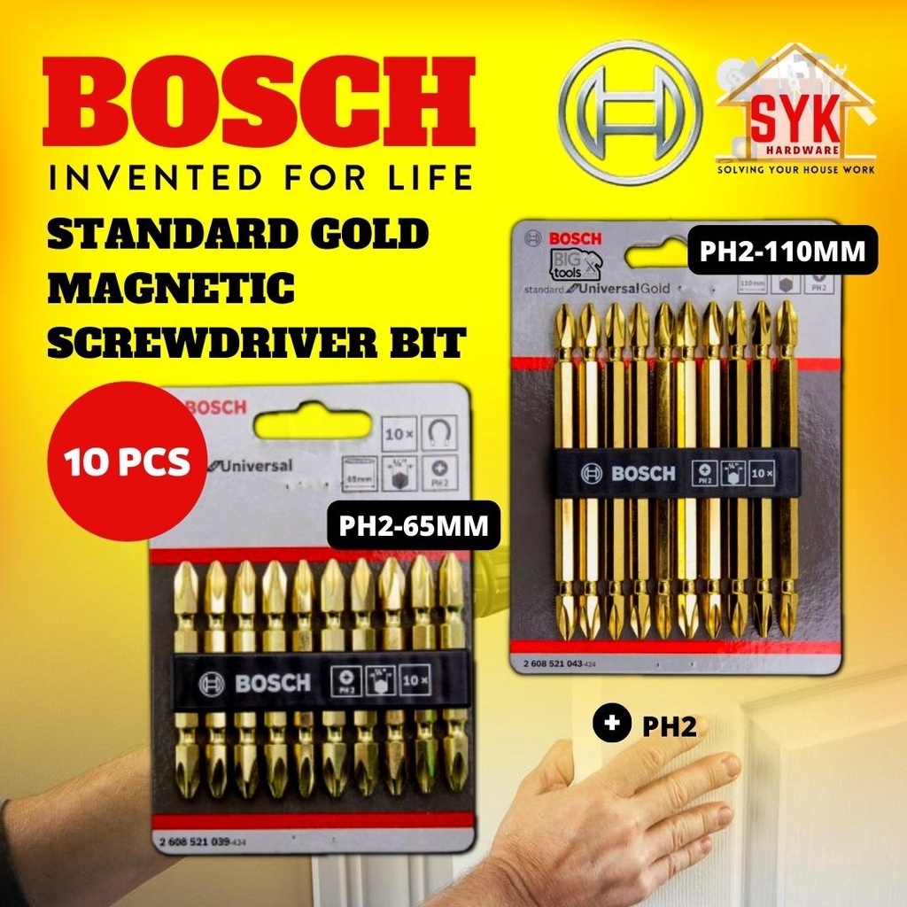 SYK BOSCH 45mm 65mm 110mm 10 Pcs PH2 Screwdriver Bit Standard Universal