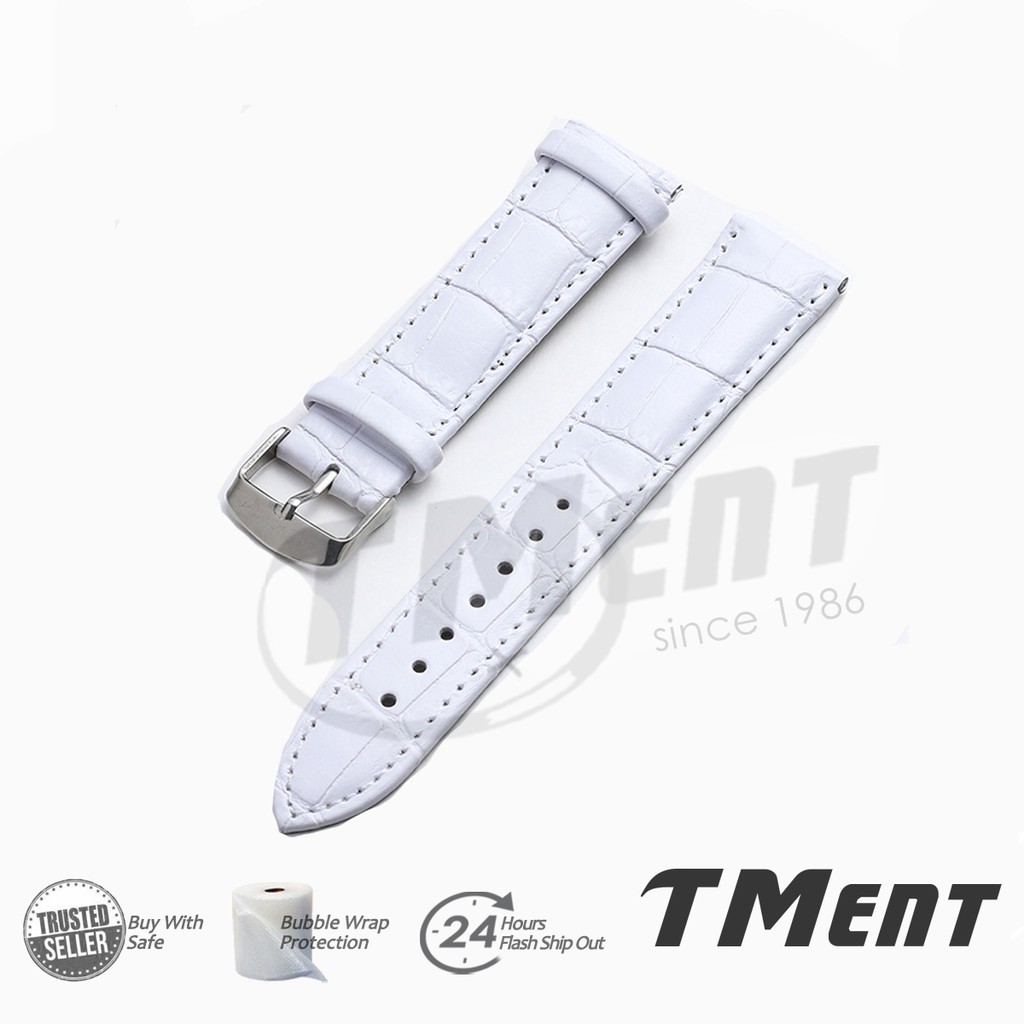 Genuine Watch Leather Black / Brown / White Anti Allergic Watch Strap Shopee Malaysia