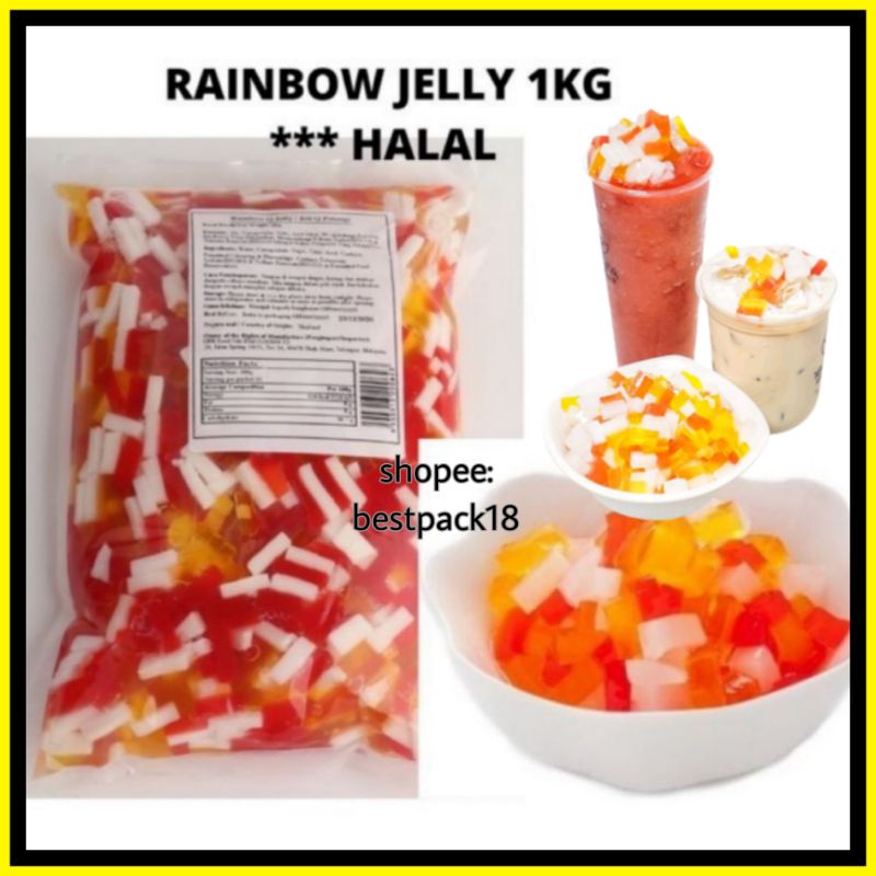 Rainbow jelly halal/Rainbow jelly topping 1kg/三色Q果 Shopee Malaysia