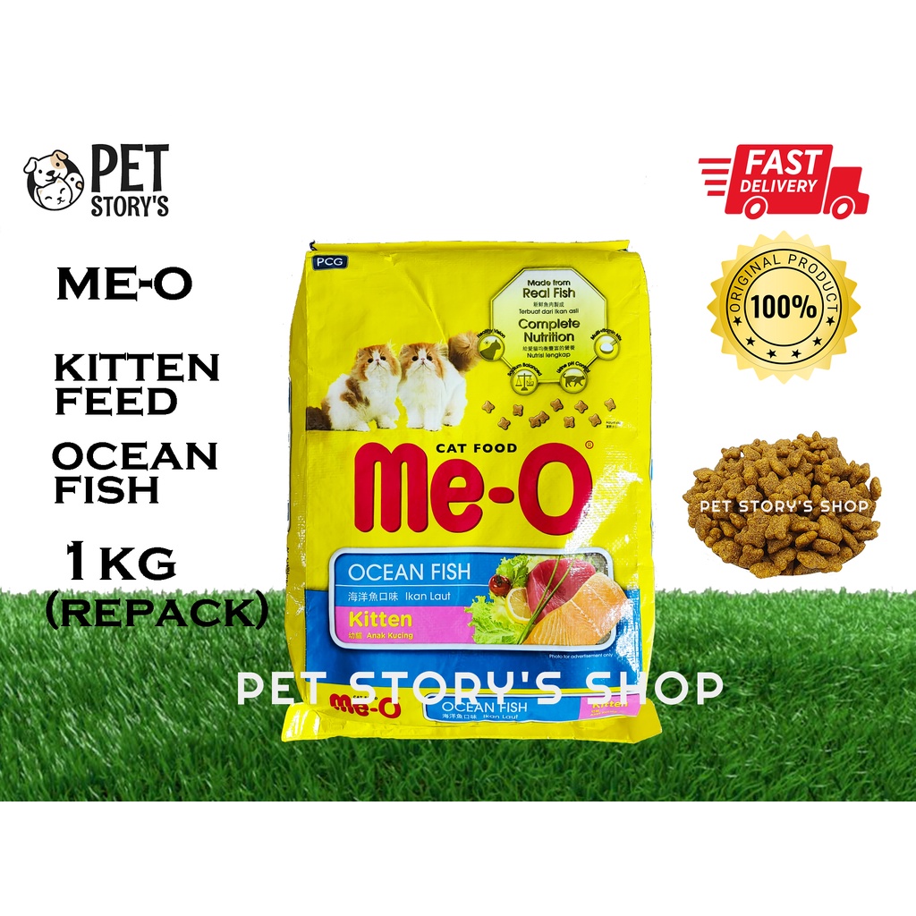 [Repack 1KG] MeO Dry Cat Food (KittenOcean Fish) *1KG Shopee Malaysia