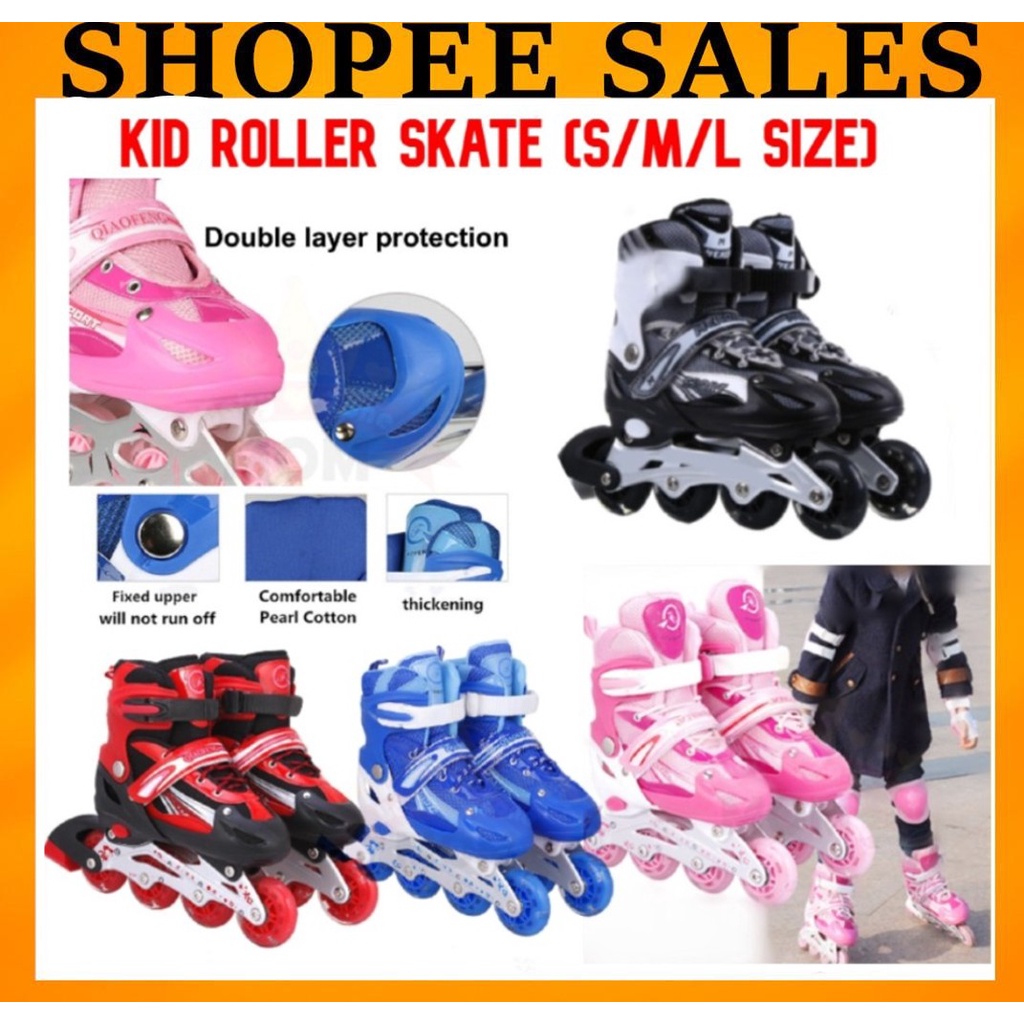 Readystock **Free Bag** Kids Inline Skates Roller Skate Shoes Hand