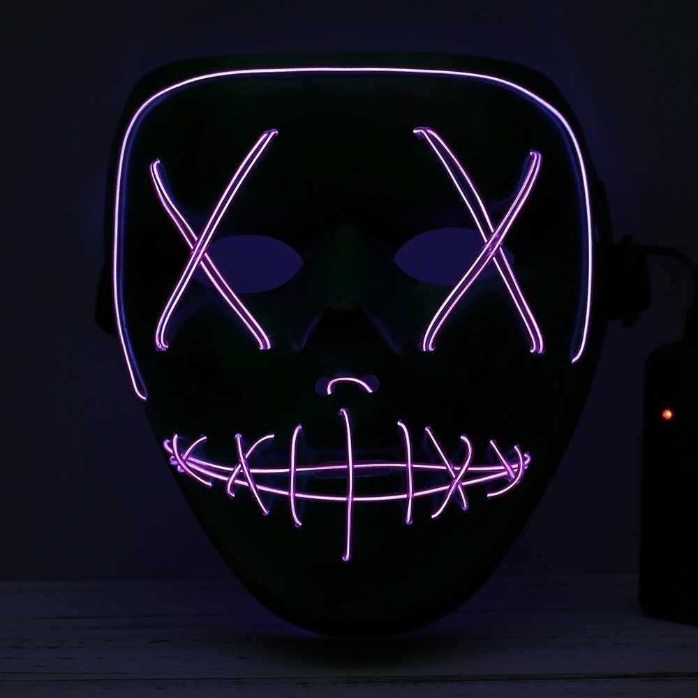 Adults Halloween LED Light Up Mask Halloween Costume Supplies for Festival Masquerade Cosplay