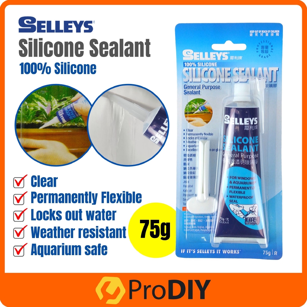 Selleys Silicone 75g Silicon Glass Clear Waterproof Seal Glue Gam