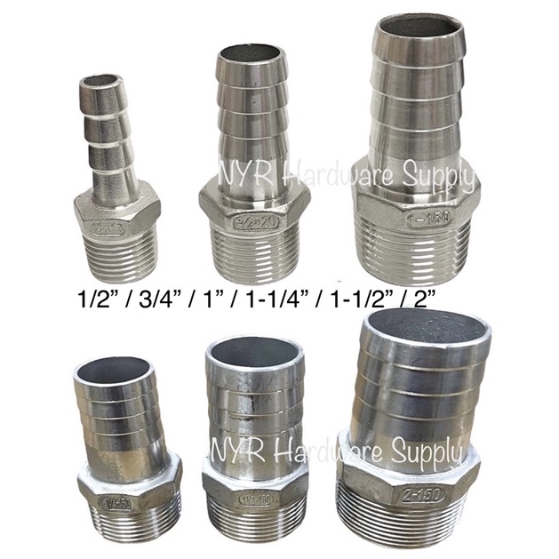 SUS304 Stainless Steel Hose Nipple 1/2" / 3/4" / 1" / 1 1/4" / 1 1/2
