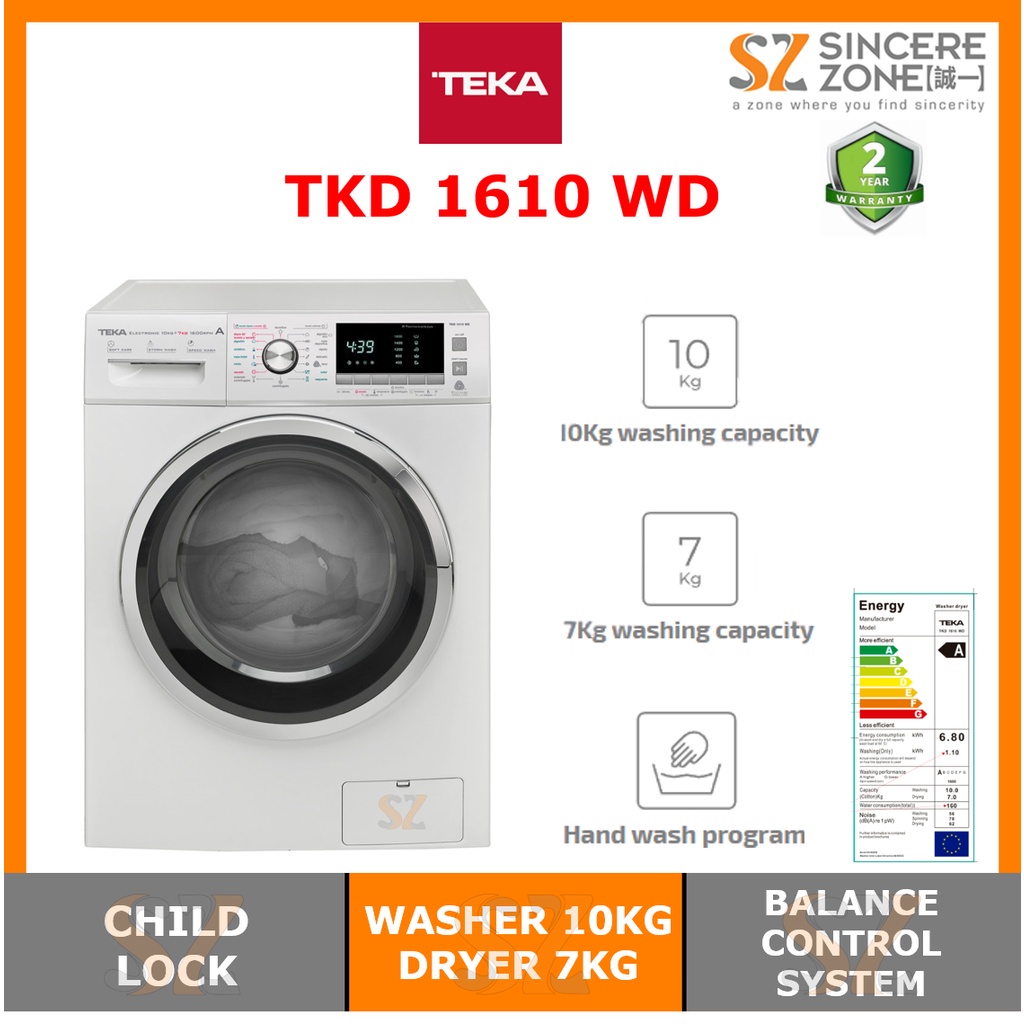 TEKA TKD 1610 WD FREE STANDING WASHER AND DRYER MACHINE WITH UP TO 10KG