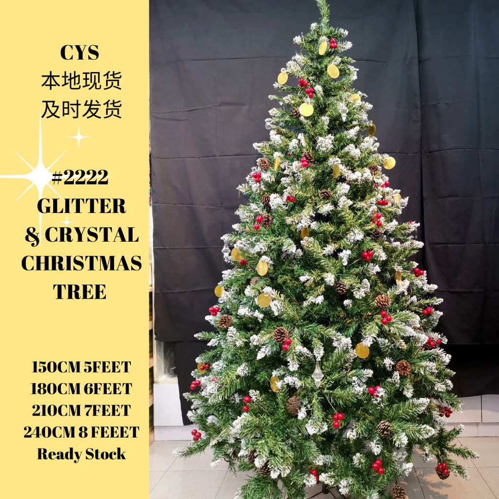 2222 GLITTER & CRYSTAL CHRISTMAS TREE 150240cm READY STOCK 