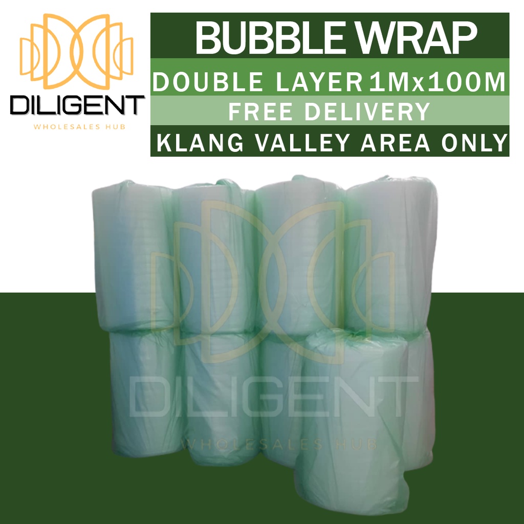 【READY STOCK】BUBBLE WRAP SINGLE LAYER DOUBLE LAYER 1M x 100M FREE DELIVERY FOR KL AND KLANG