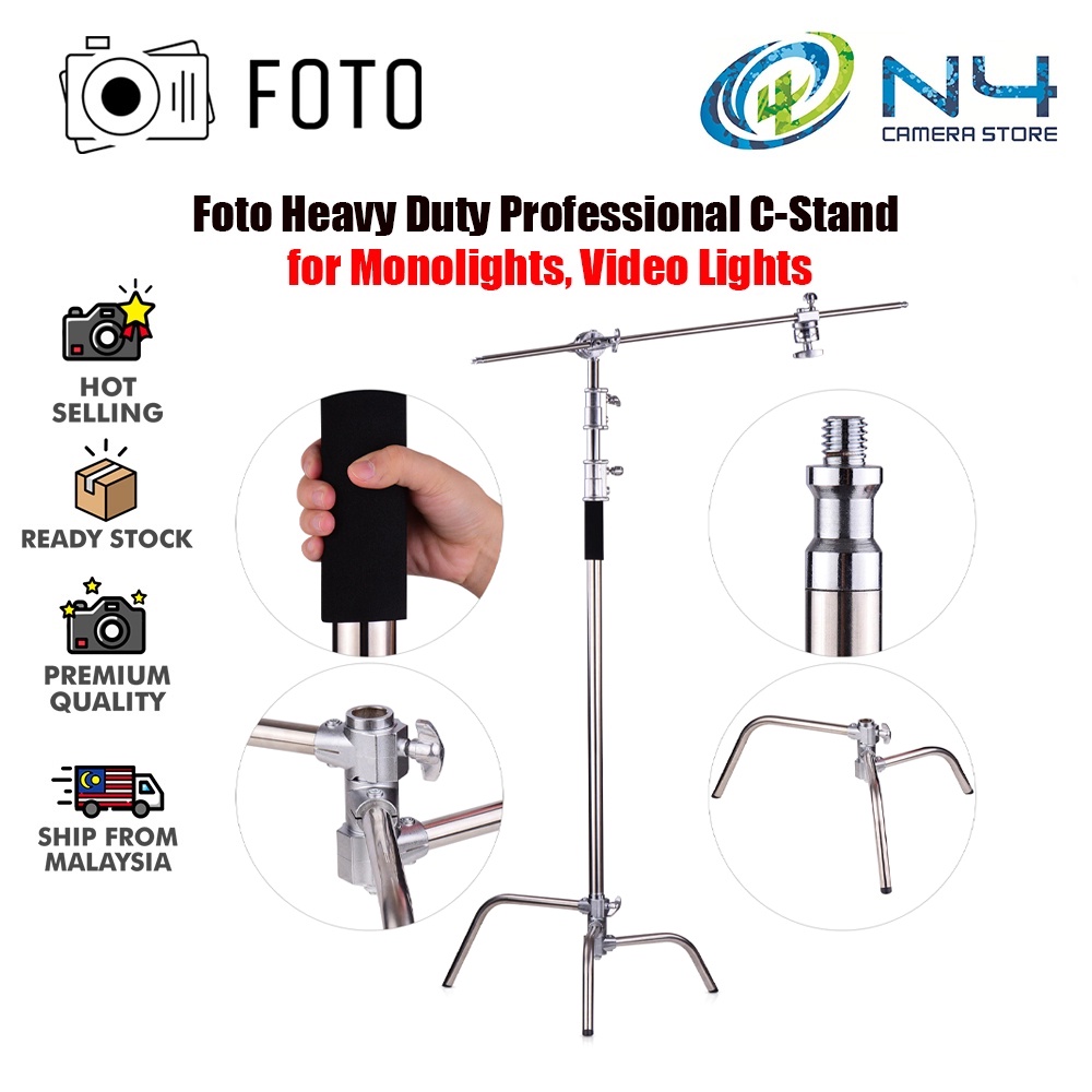 Foto Heavy Duty C Stand with Rubber Base For Photography Adjustable