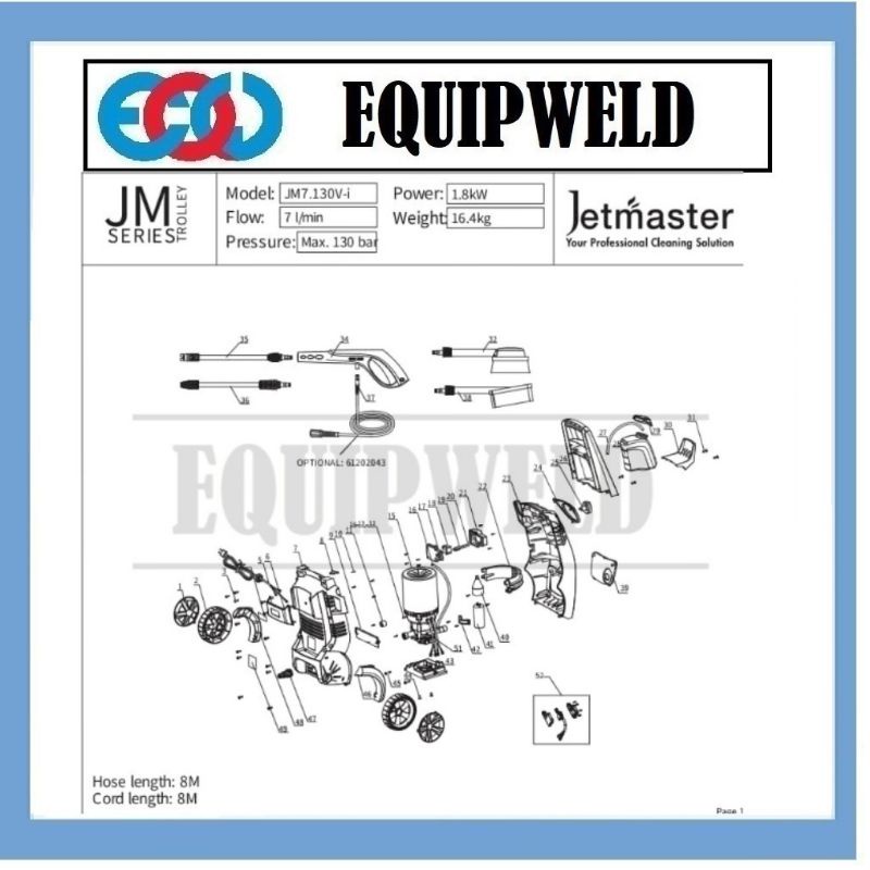 SPARE PART JETMASTER COMPLETE ONE WAY VALVE & SEALS KIT FOR JM6.120V