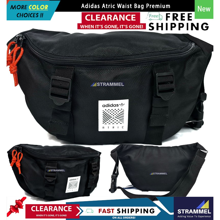 [Ready Stock] Adidas Atric Waist Bag Black Pouch Crossbody Bag Hip Pack