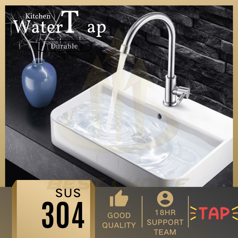 Satin SUS304 Stainless Steel Single Kitchen Faucet Water Tap Sink