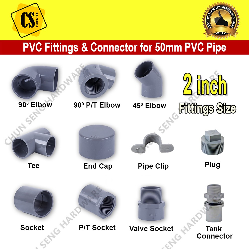 2 inch PVC Pipe Fitting Connector Elbow PT Elbow Tee Socket PT Socket