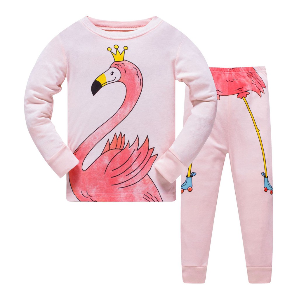 Cartoon Bird Animal Pajamas Girls Toddler Kids Cotton Pyjamas Pink
