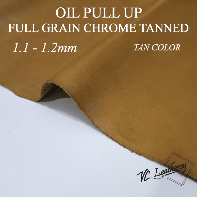 Cowhide Full Grain Leather Tan Color 1.11.2mm Oil Pull Up Chrome