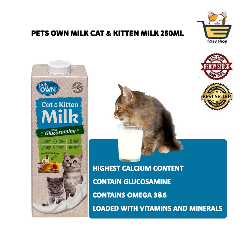 Pets Own Milk Cat & Kitten Milk 250ml with glucosamine Susu Kucing Anak Kucing Natural Lactose