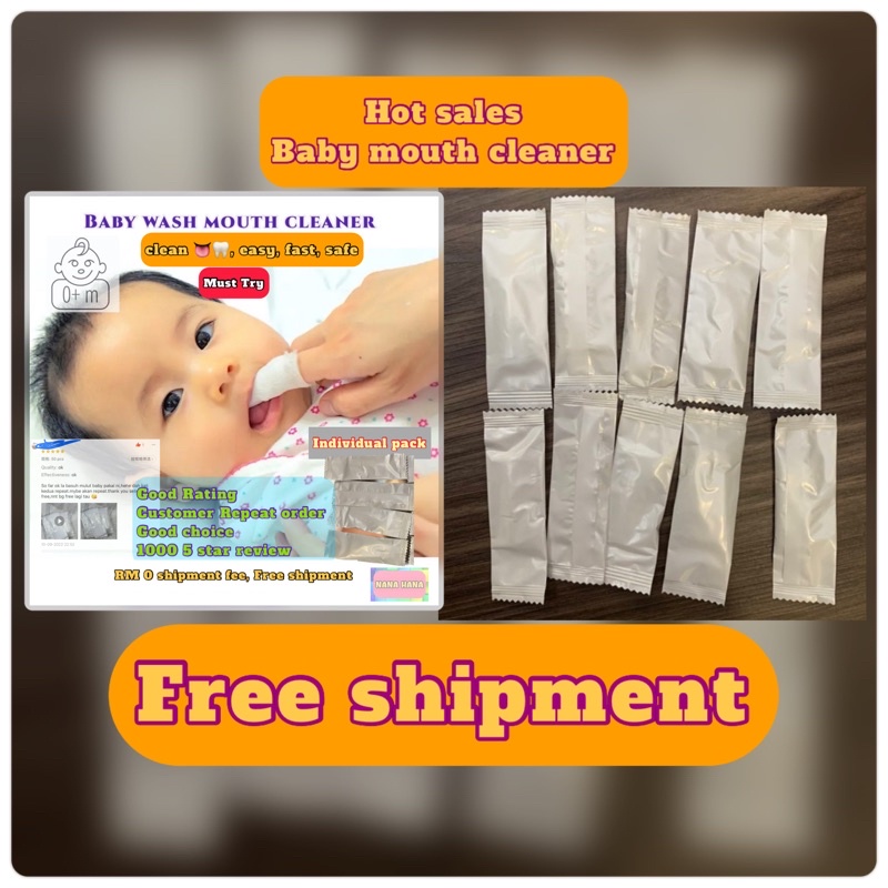 (Free Shipment) Newborn baby wash mouth cleaner gauze infants 0