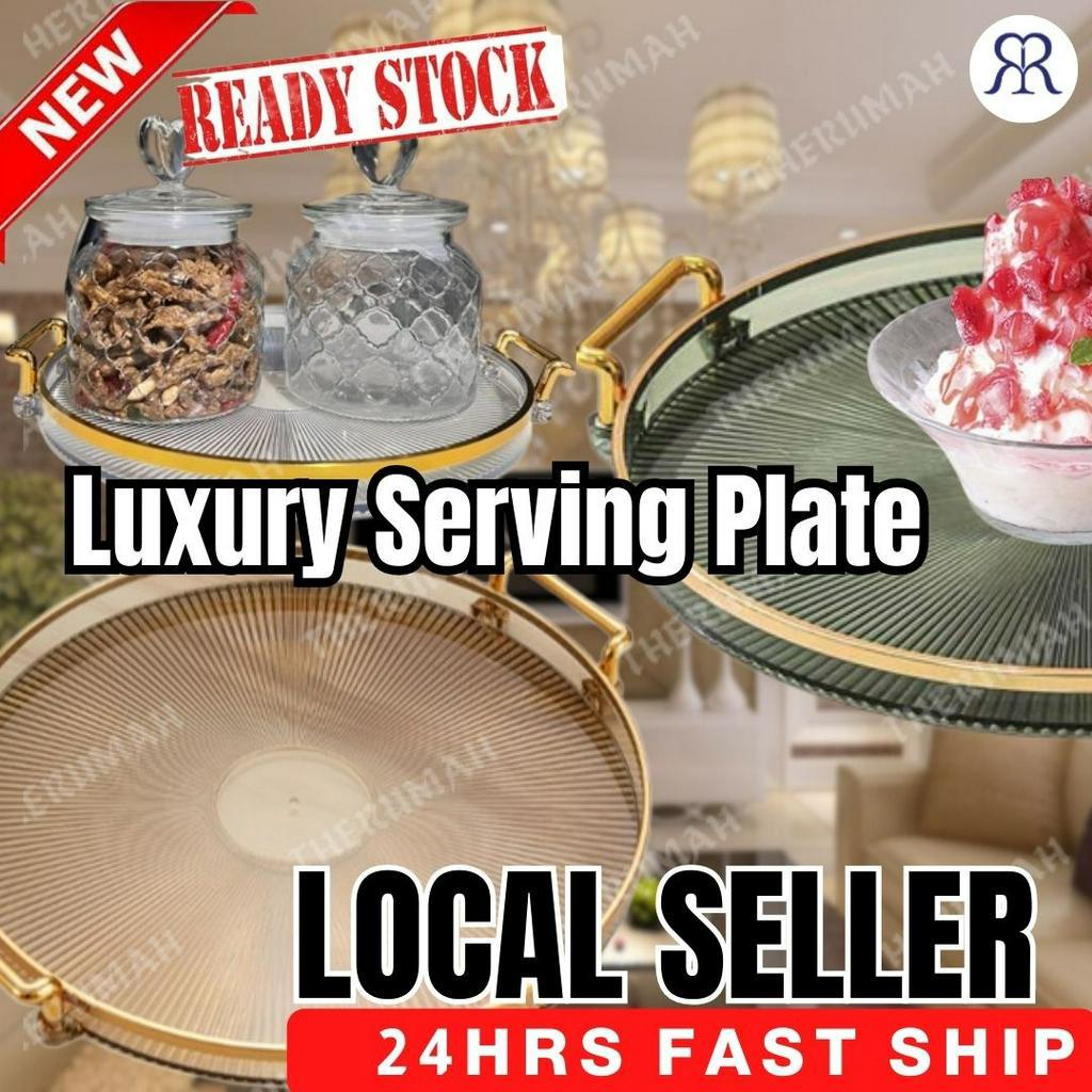 Ready Stock! Nordic Plastic Clear Serving Tray Tea Cup Tray With Handle