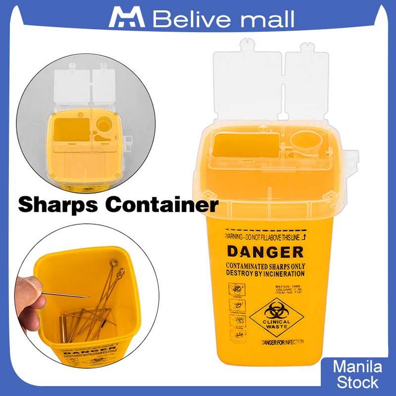 1L Clinical Waste Container Waste Box Piercing Needles Disposal Sharp Bin Medical Tattoo Waste
