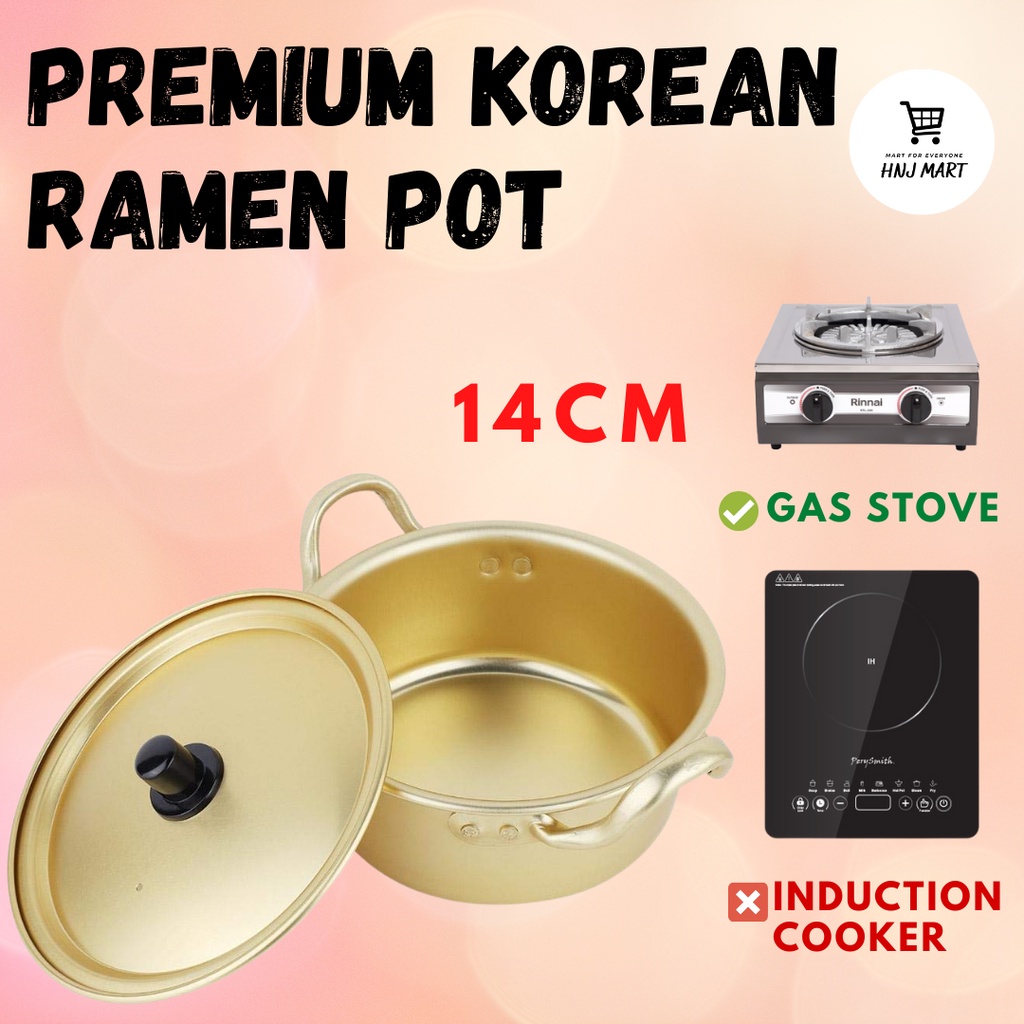 Premium Korean Ramen Pot with Cover Korean Gold Pot Yellow Pot Korean