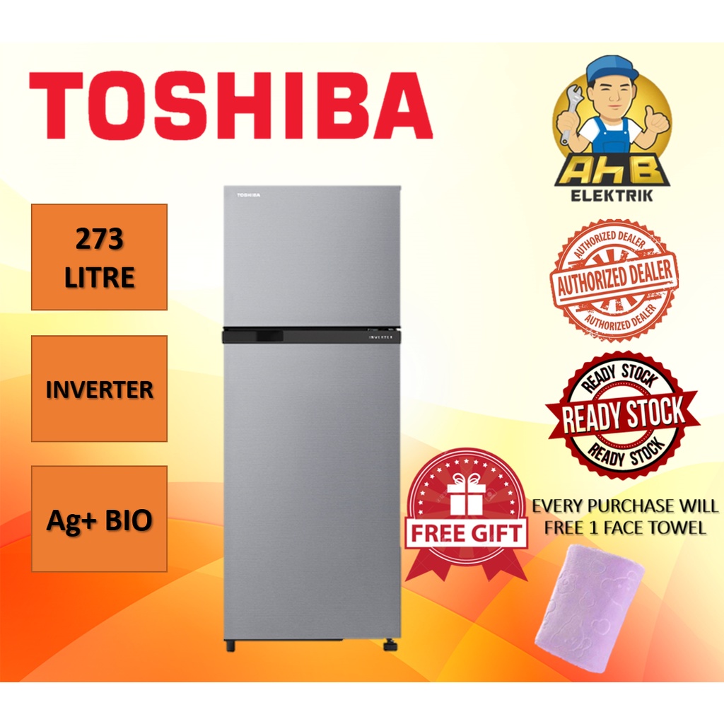 Toshiba Refrigerator (273L) Inverter 2Door Fridge GRB31MU(SS