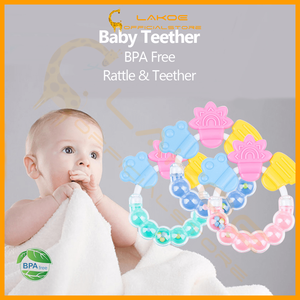 LAKOE Baby Rattle Teether Baby silicone molars Hand bell toys BPA FREE Shopee Malaysia