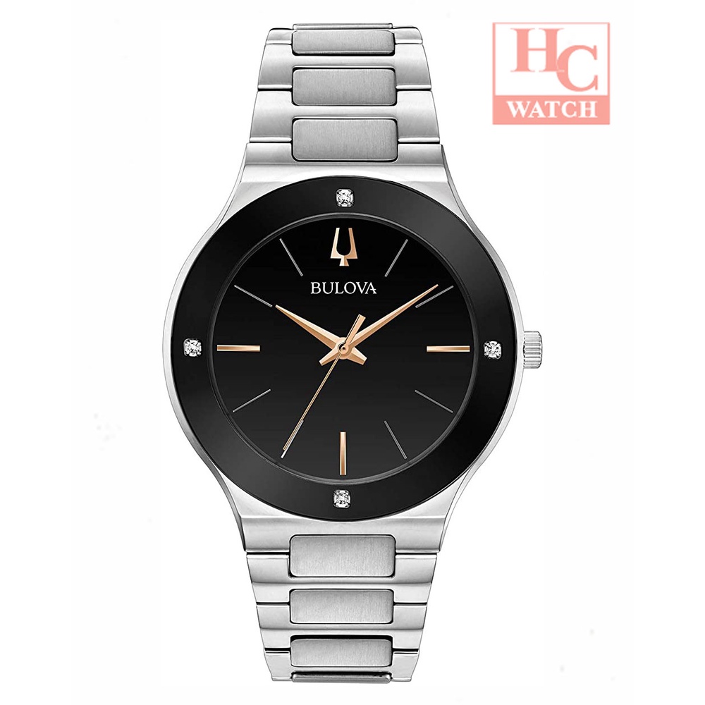 (FREE SHIPPING)BULOVA 96E117 MILLENNIA BLACK Quartz Black Dial Men's