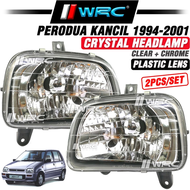 Perodua Kancil 1994 2001 Crystal Plastic Headlamp ( Clear + Chrome