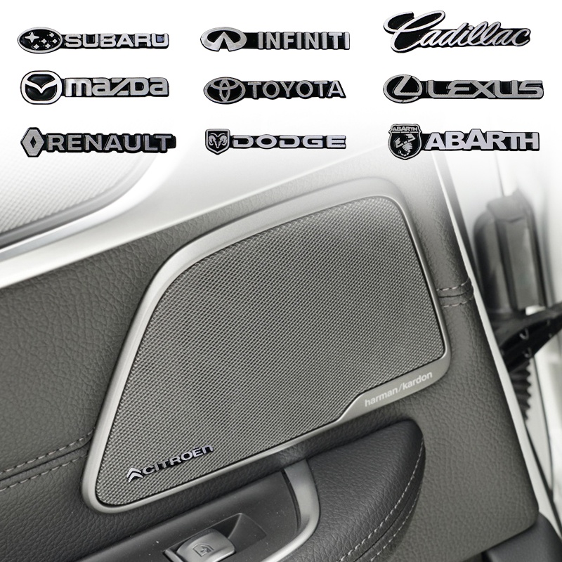 4pcs/10pcs Aluminum Car Audio Sticker 3D Car Emblem Speaker Sticker Car Interior Sticker for