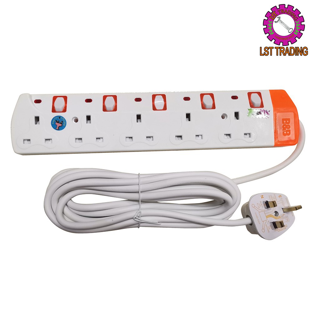 [READY STOCKS] 5 GANGS EXTENSION WIRE (5 METER) SIRIM APPROVED / WAYAR EXTENSION / CABLE